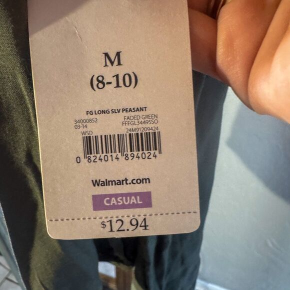 Faded Glory Olive Green Tunic Top with Embroidery - Picture 4 of 5